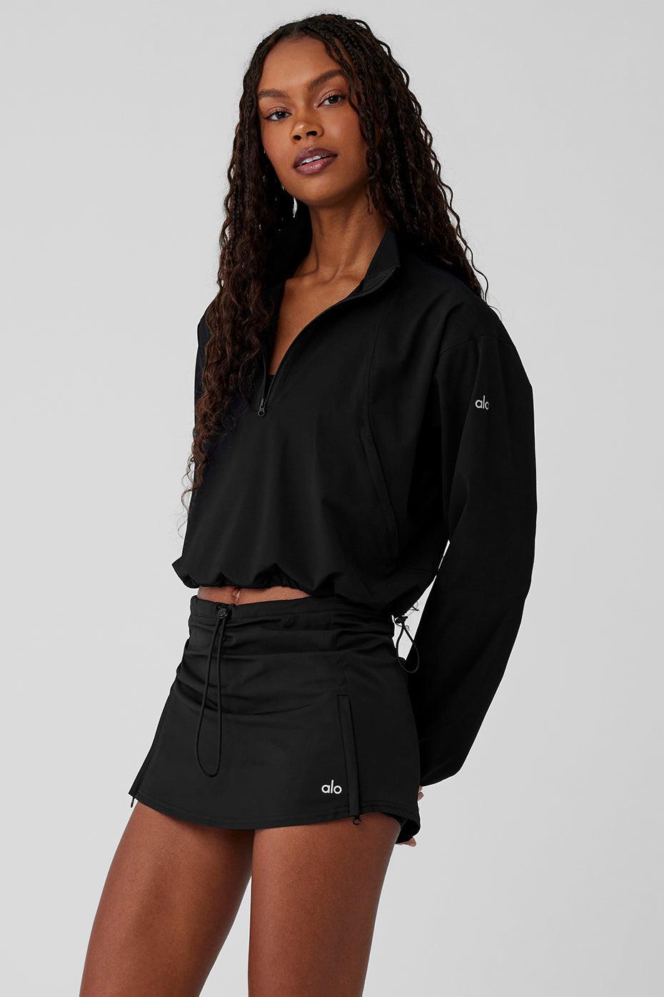 1/4 Zip Cropped In The Lead Coverup - Black Female Product Image