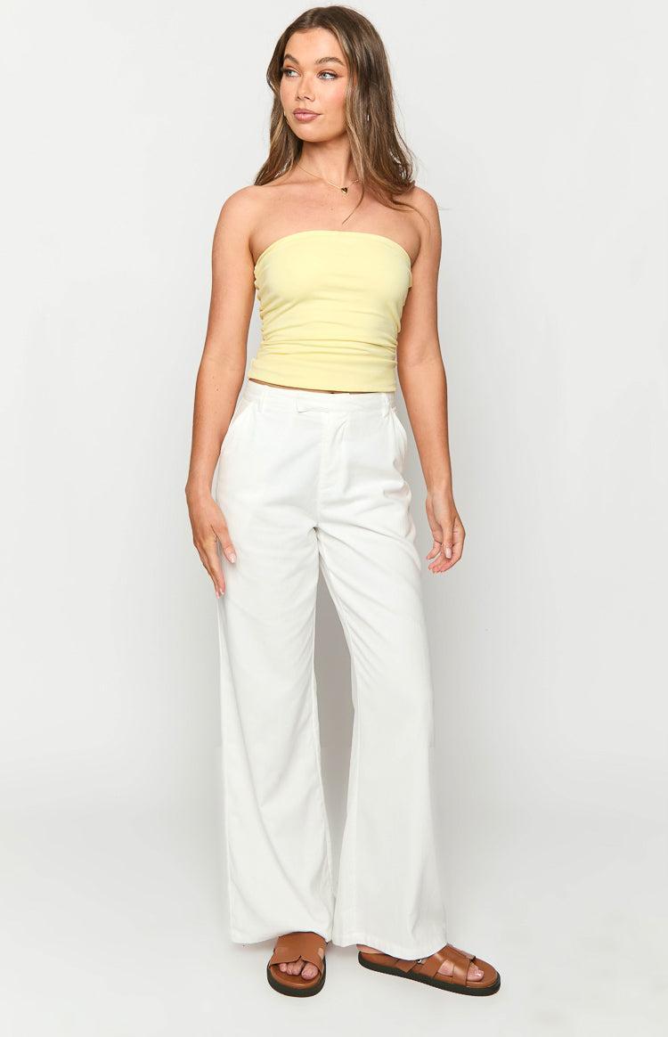 Cabo White Linen Blend Pants Product Image