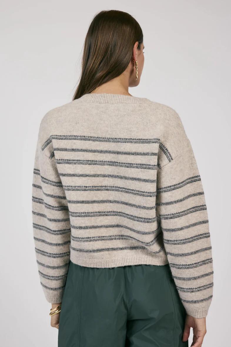 Open Windows Striped Pullover Sweater- Grey/Multi Product Image