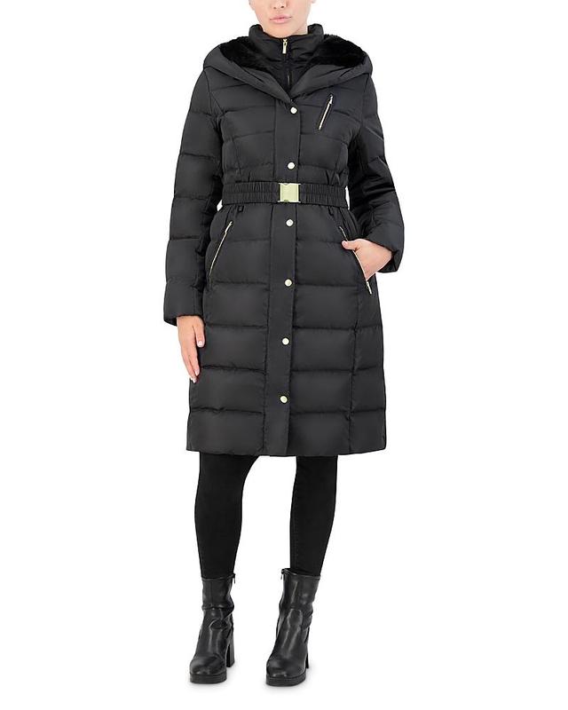 Cole Haan Womens Signature Faux Fur Lined Down Coat - Graphite Product Image