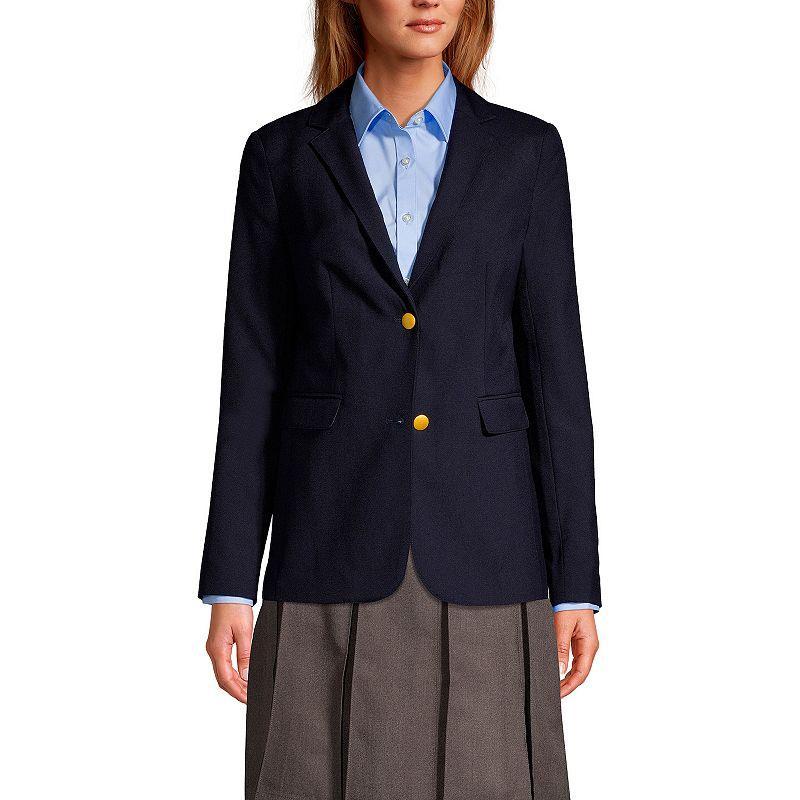 Womens Lands End School Uniform Hopsack 2-Button Blazer Jacket Grey Frost Product Image