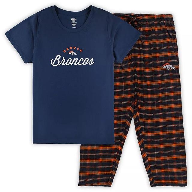 Womens Concepts Sport Denver Broncos Plus Size Badge T-Shirt & Flannel Pants Sleep Set Blue Product Image