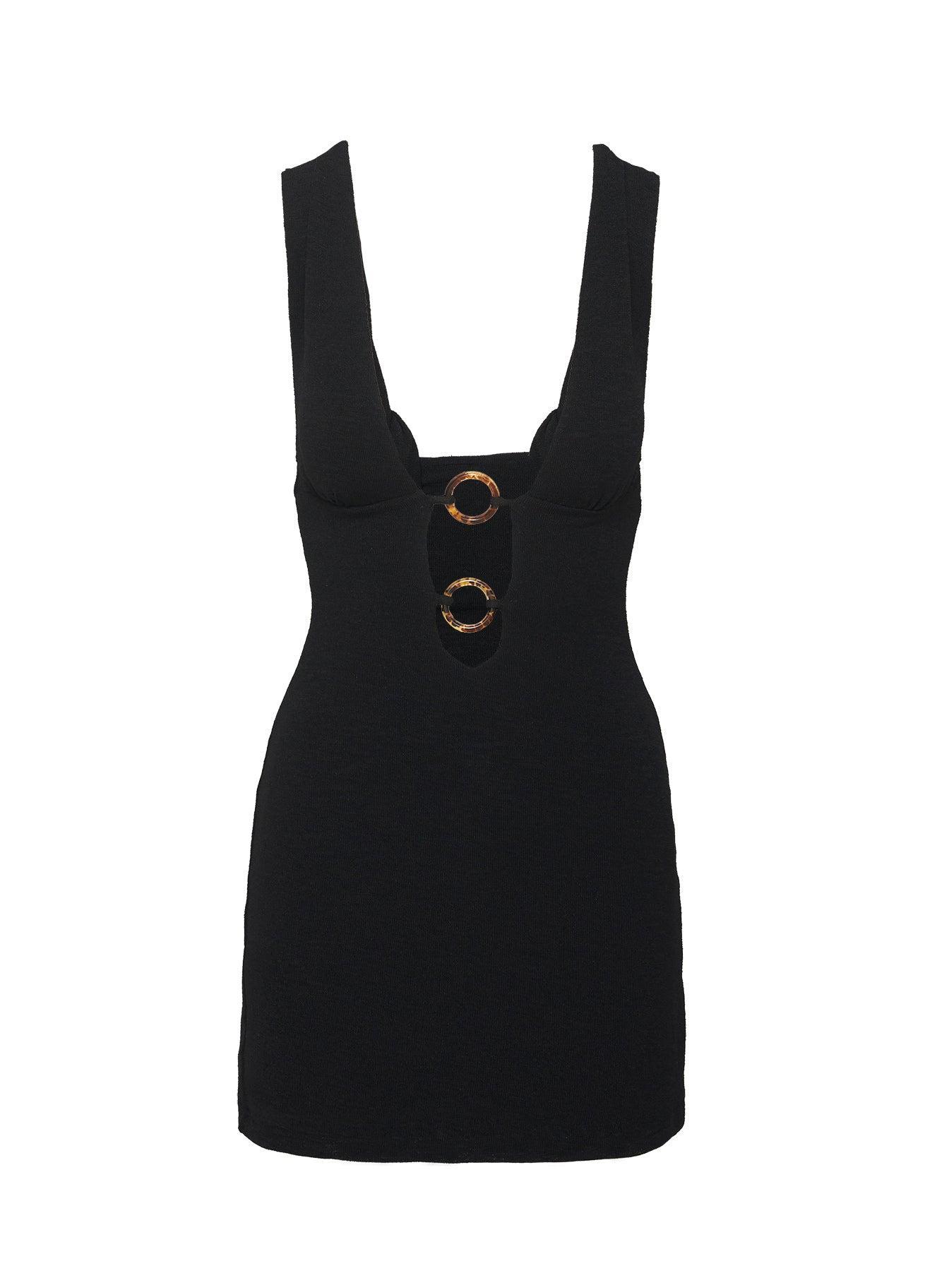 Steward Halter Mini Dress Black Product Image