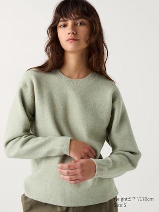 Womens Souffle Crew Neck Sweater Light Green 2XS UNIQLO US Product Image