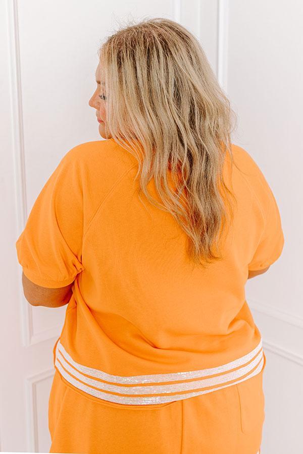 Sideline Social Embroidered Top in Orange Curves Product Image