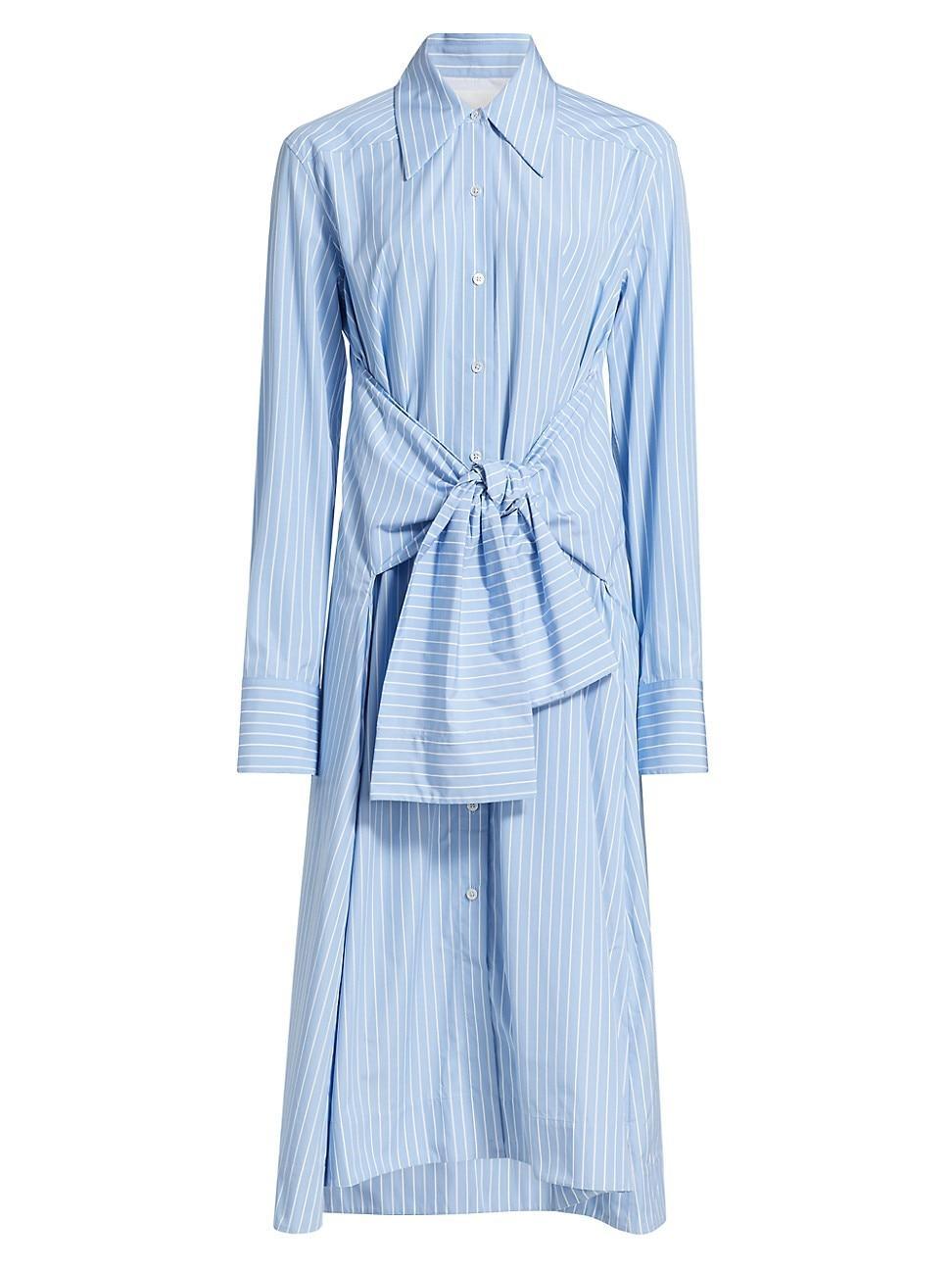 Womens Striped Tie-Waist Poplin Midi-Shirtdress Product Image