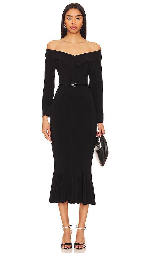 Off Shoulder Fishtail Midi Dress Product Image