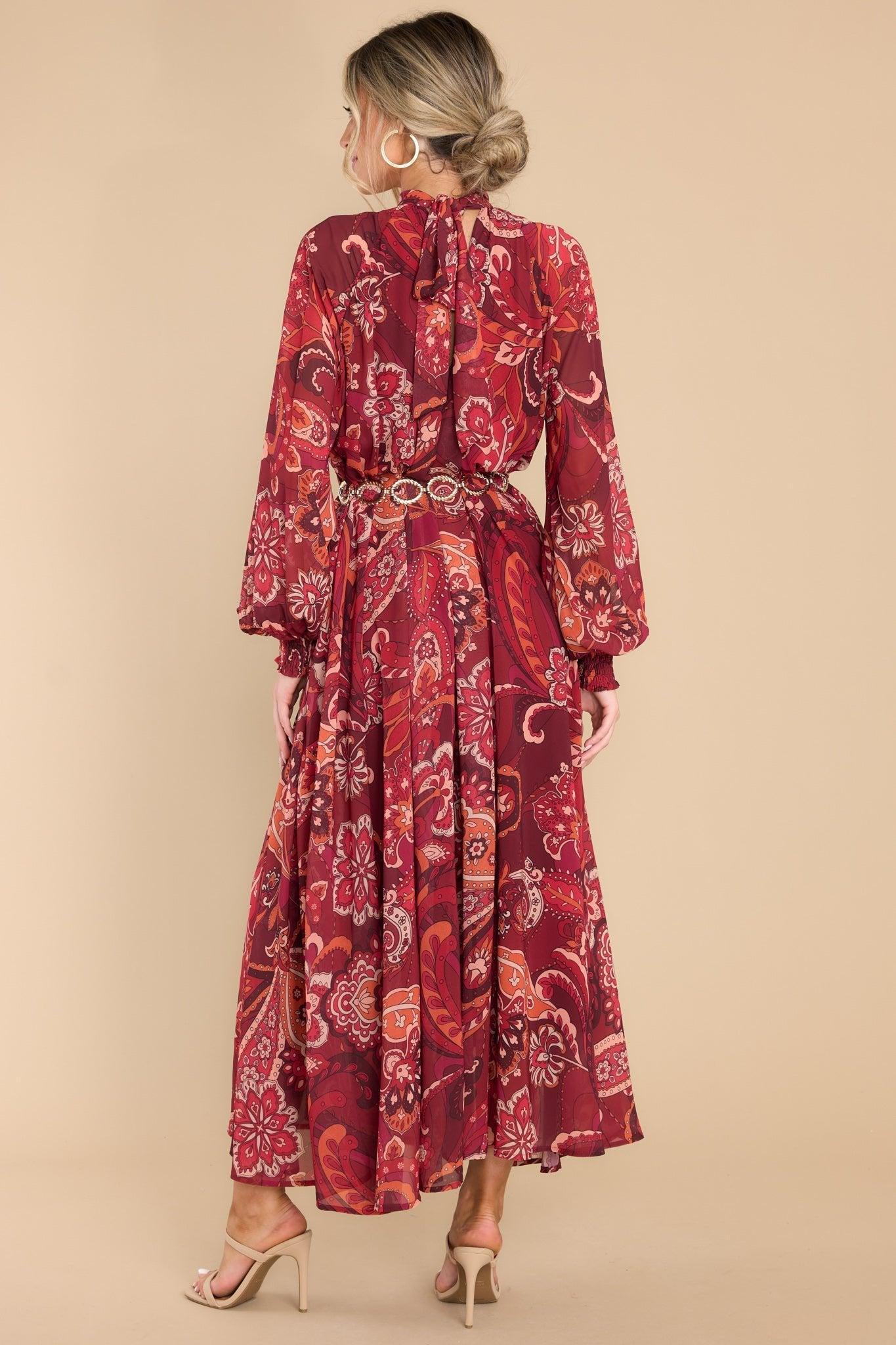 Aura The Perfect Spice Burgundy Multi Print Maxi Dress Product Image