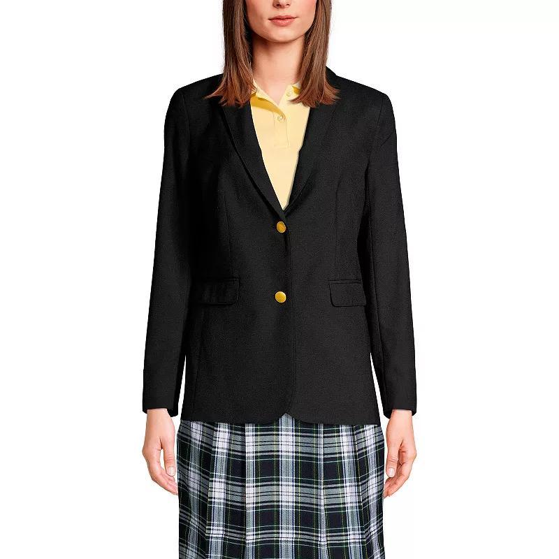 Womens Lands End School Uniform Hopsack 2-Button Blazer Jacket Grey Frost Product Image