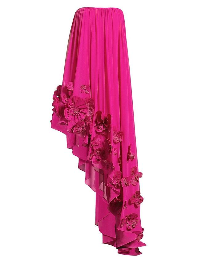 Womens Floral Appliqud Asymmetric Chiffon & Taffeta Dress Product Image