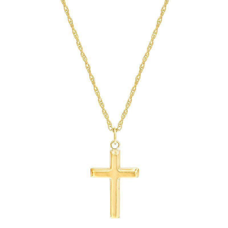 Everlasting Gold 10k Gold Flat Back Cross Pendant Necklace, Womens Yellow Product Image