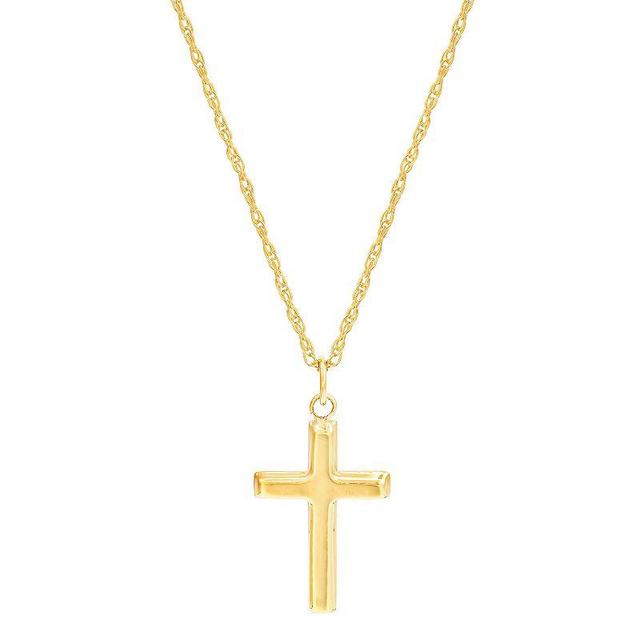 Everlasting Gold 10k Gold Flat Back Cross Pendant Necklace, Womens Yellow Product Image