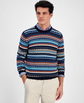 Men's Stripe Merino Crewneck Sweater, Created for Macy's Product Image