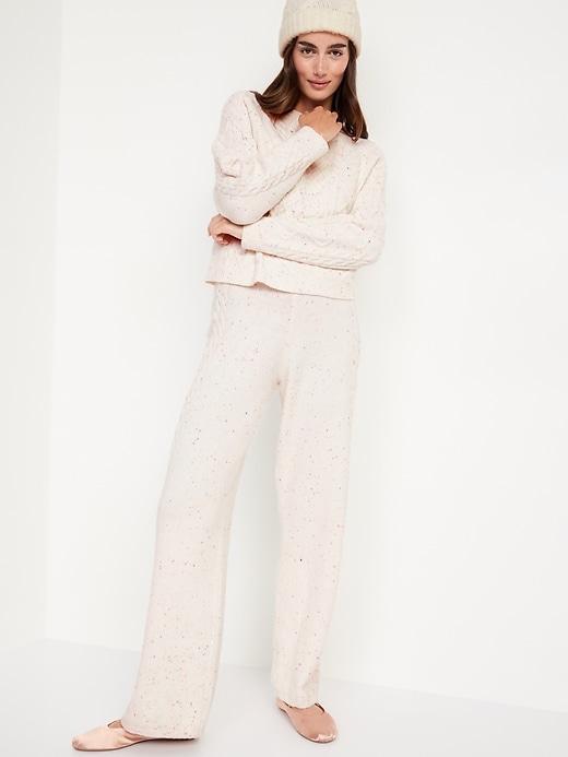 SoSoft Cable-Knit Wide-Leg Sweater Pants Product Image