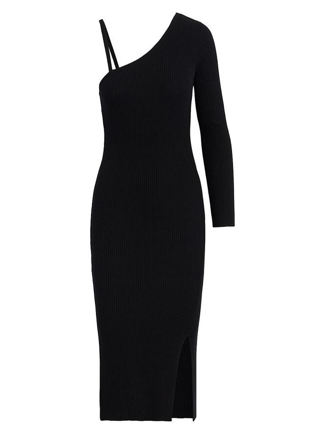 Womens One-Shoulder Merino Wool Midi-Dress Product Image