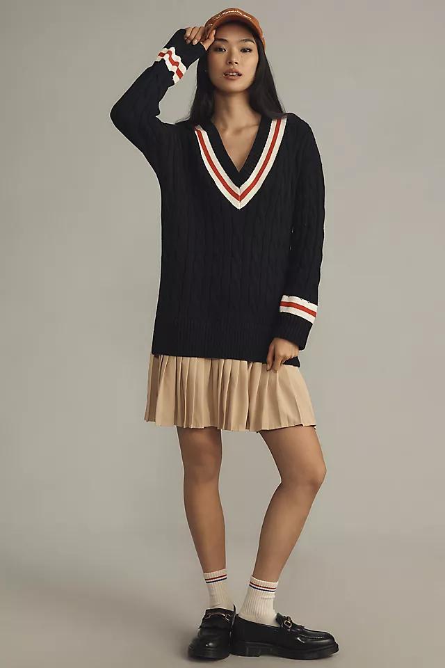 English Factory Long-Sleeve V-Neck Twofer Sweater Mini Dress Product Image