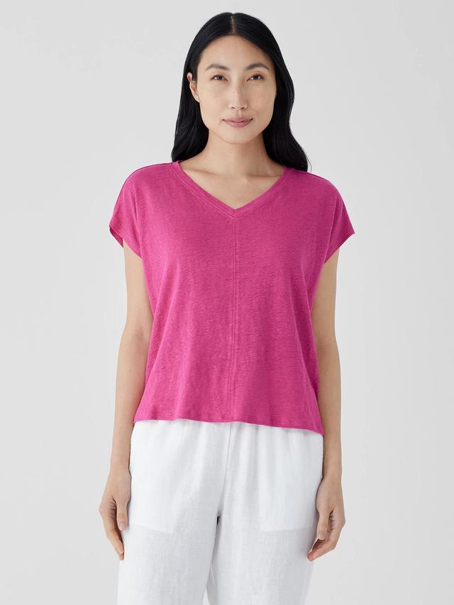 EILEEN FISHER Organic Linen Jersey V-Neck Teefemale Product Image