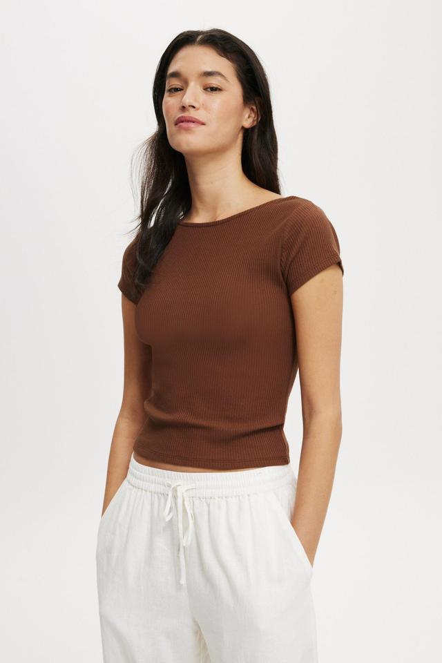 Cotton On Women - Mia Low Back Short Sleeve Top - Carob Product Image