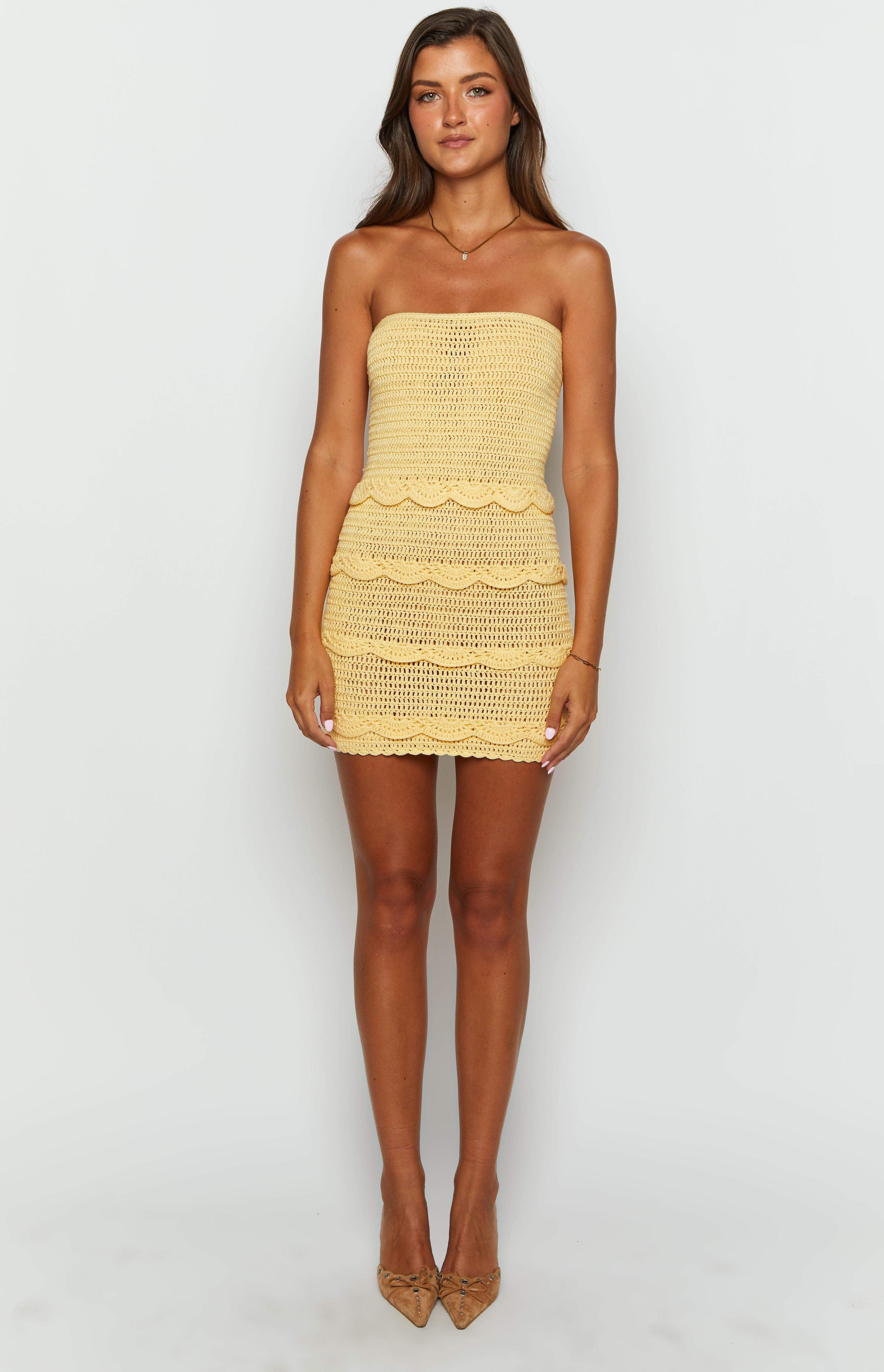 Hazeley Yellow Strapless Mini Dress Product Image