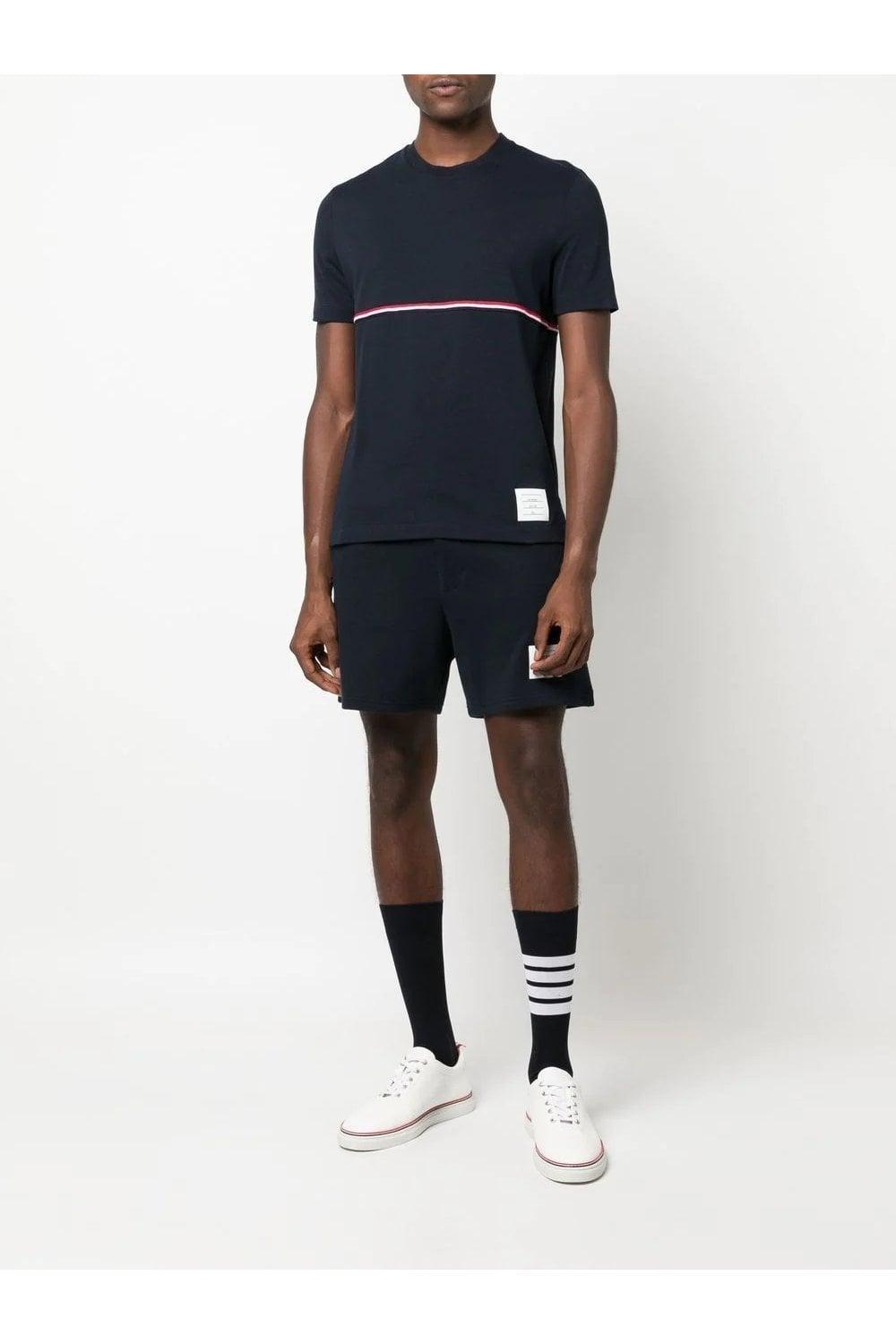 THOM BROWNE Rwb Stripe Med Weight Tee In Navy product image