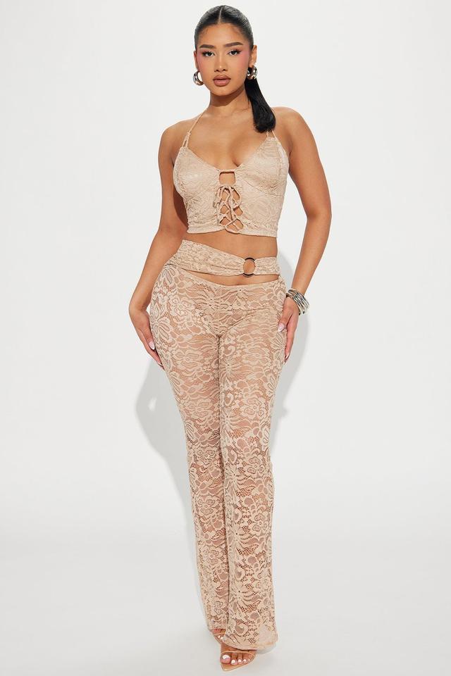 Can't Get Me Lace Pant Set - Taupe Product Image