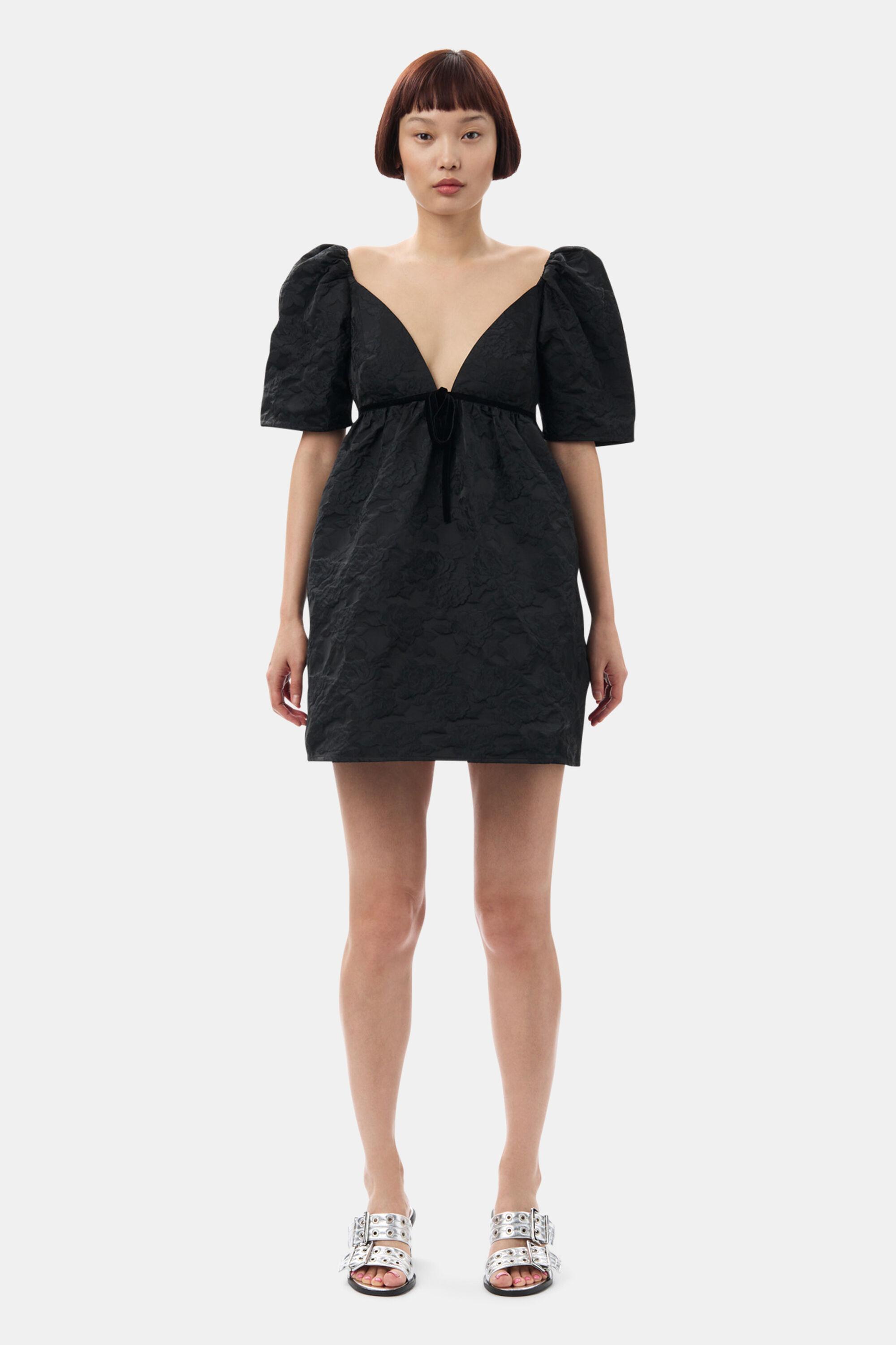 Black Botanical Jacquard Mini Dress product image