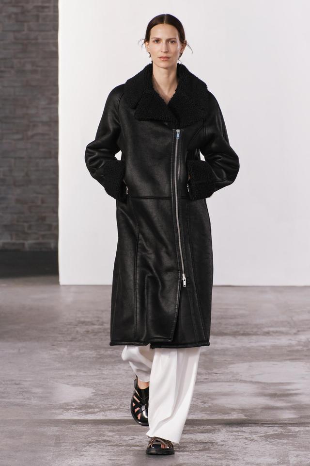 DOUBLE FACED LONG BIKER COAT ZW COLLECTION Product Image