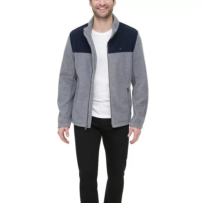 Mens Tommy Hilfiger Fleece Jacket Black Gray Product Image