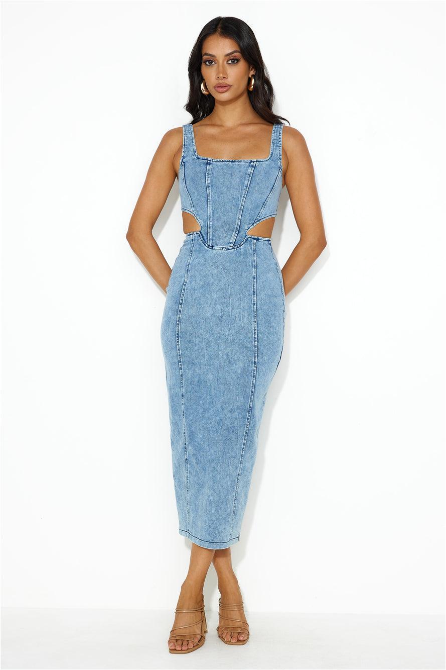 Made To Measure Midi Dress Denim Product Image