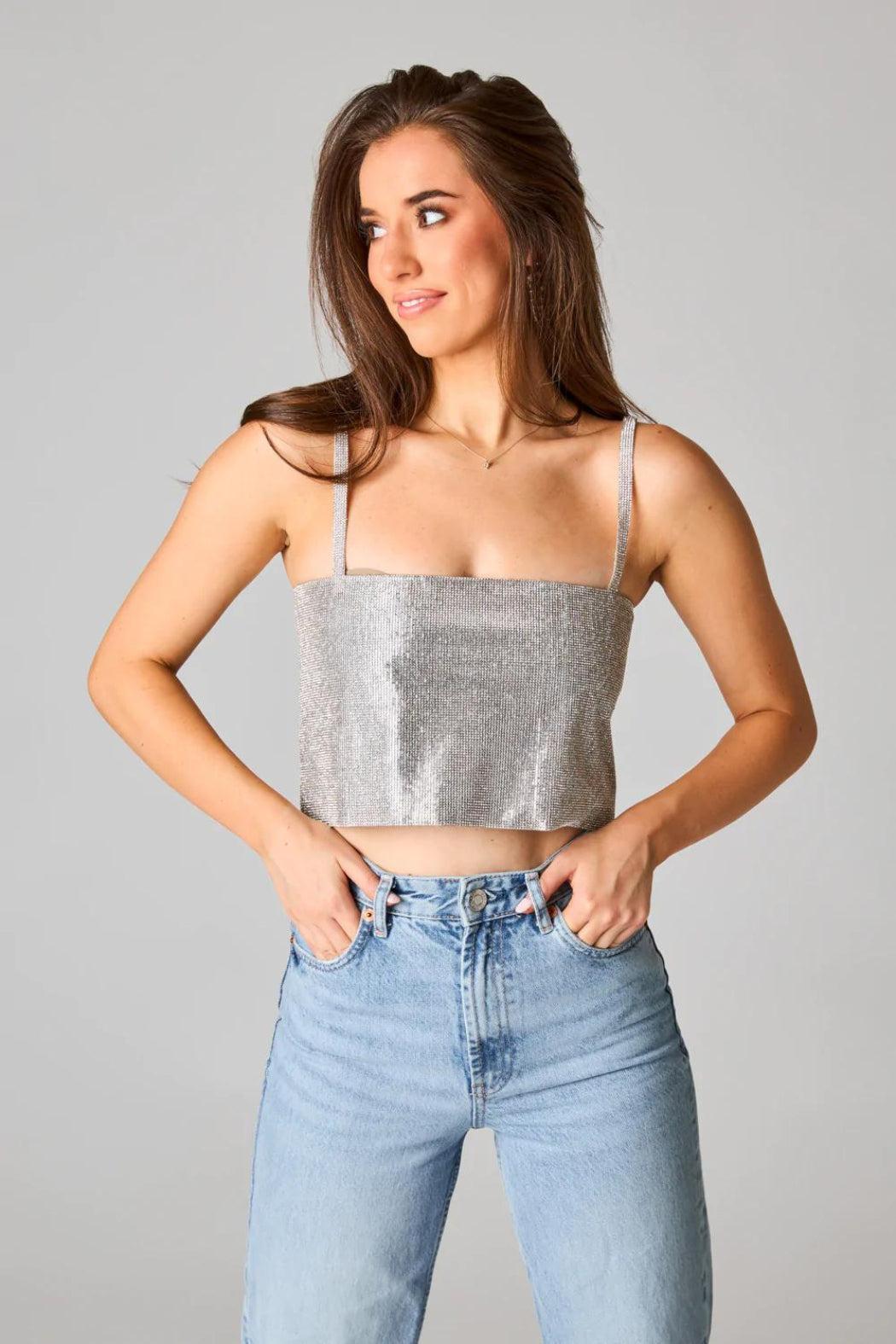 "Girly Girl" Rhinestone Crop Top Female Product Image