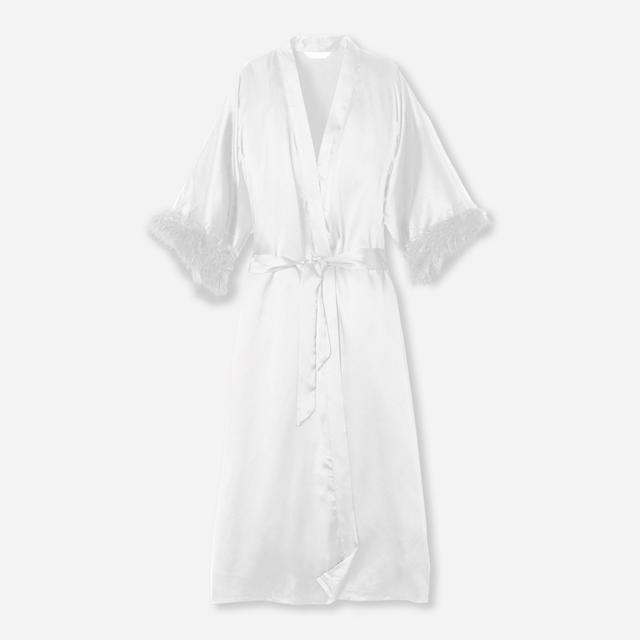 Petite Plume™ women's silk robe with feathers Product Image