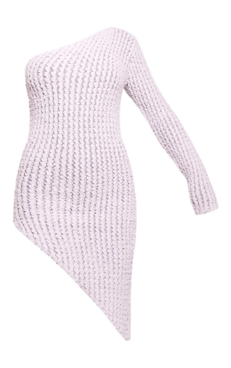 Grey Towel Textured Knit One Sleeve Dress Product Image