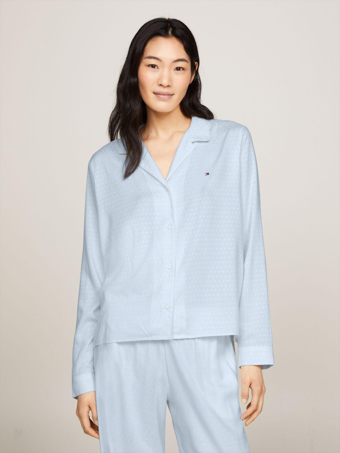 Tommy Hilfiger Women's Polka Dot Jacquard Pajama Shirt Product Image