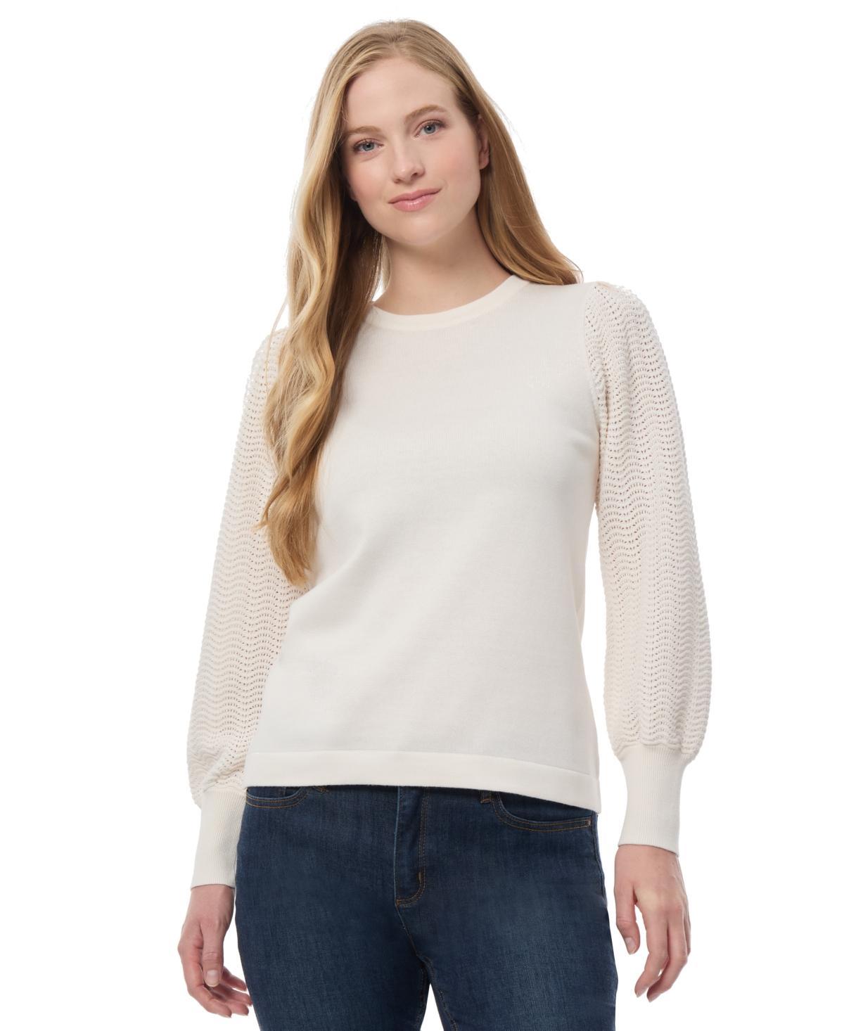 Jones New York Womens Solid-Color Mixed-Stitch Sweater Product Image