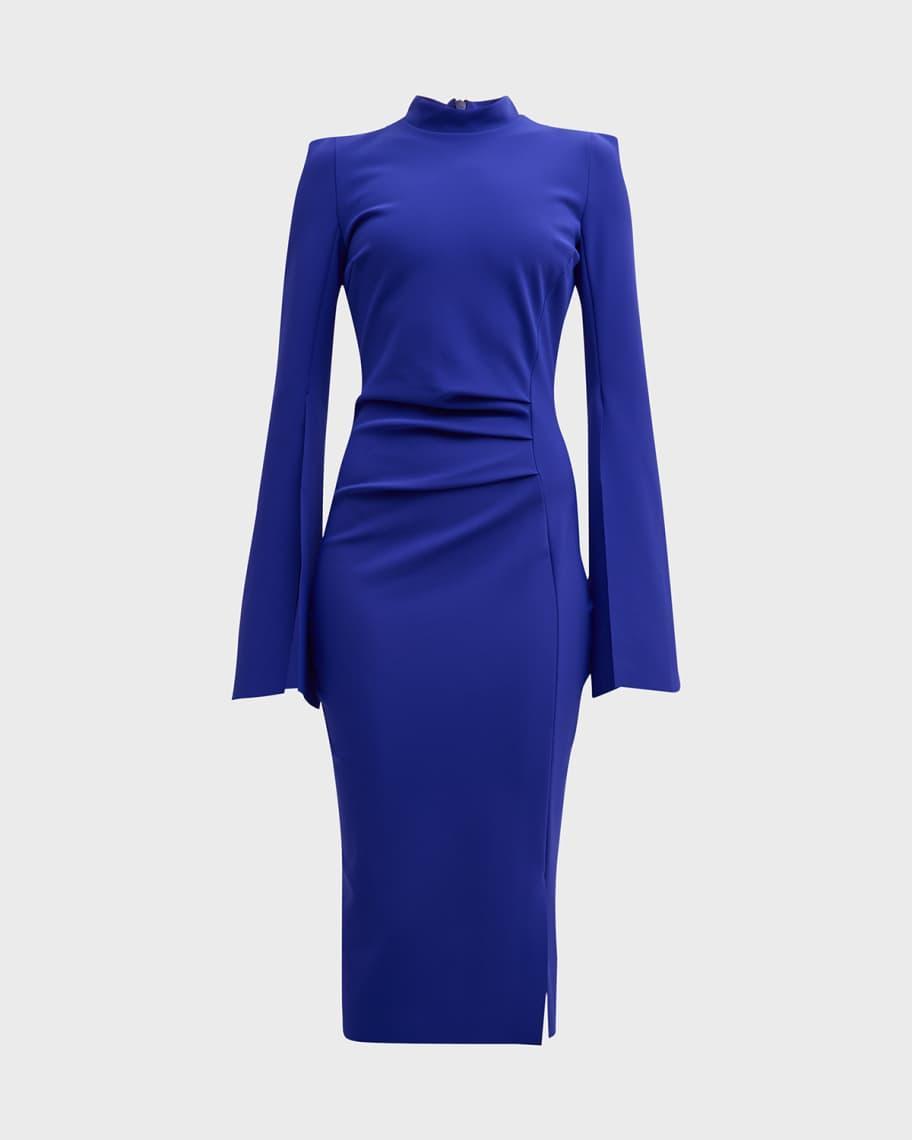 Nefeli Ruched Mock-Neck Bodycon Midi Dress Product Image