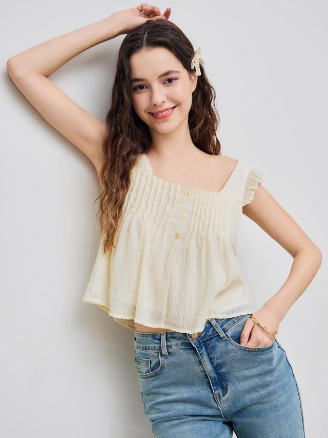 Square Neck Ruffle Hem Crop Top Product Image