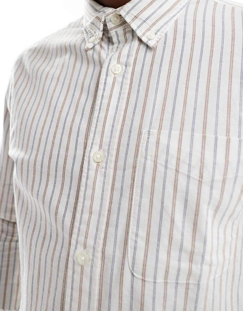 Jack & Jones stripe oxford shirt in white Product Image