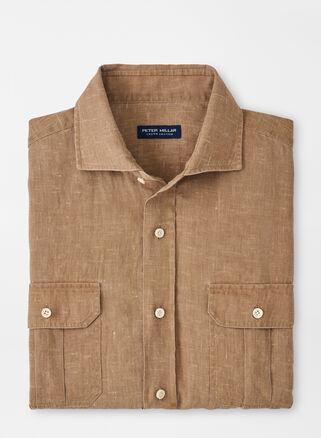 Peter Millar Mens Florian Linen Sport Shirt | Color: Summer Dunes | Size: S Product Image