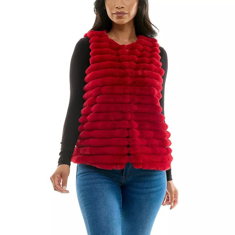 Womens Nina Leonard Horizontal Faux Fur Vest Product Image