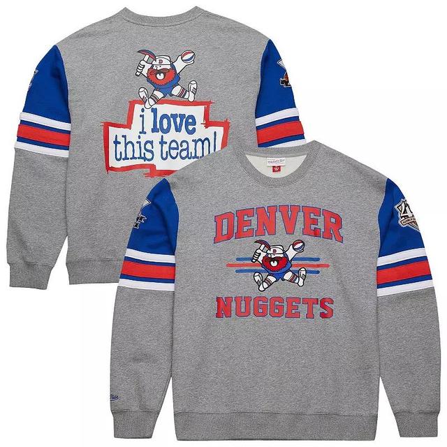 Mens Mitchell & Ness Heather Gray Denver Nuggets Hardwood Classics All Over 4.0 Pullover Sweatshirt Product Image