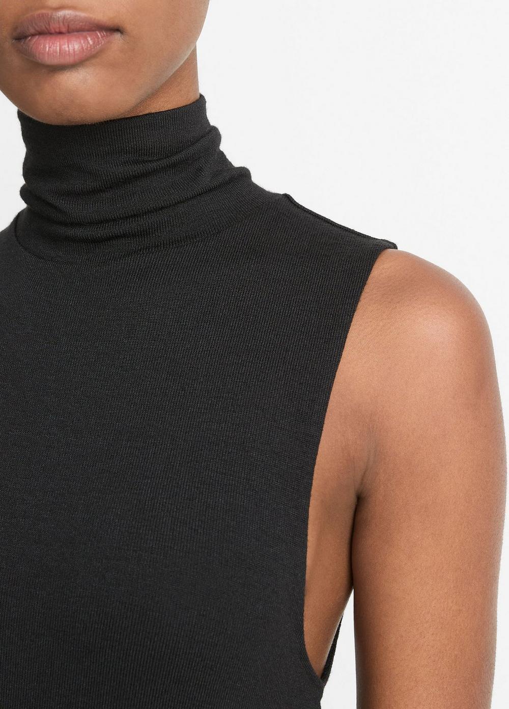 Side-Slit Sleeveless Turtleneck Dress Product Image