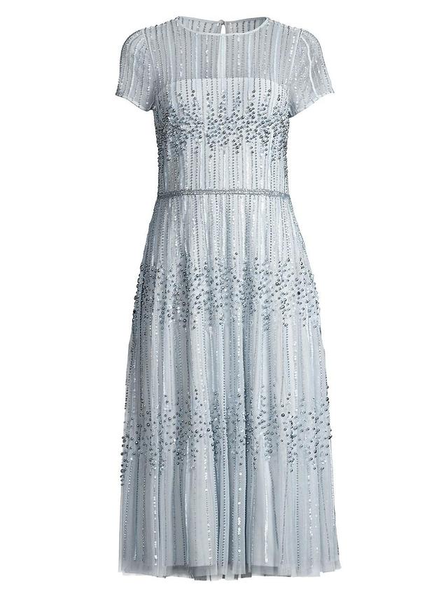 Womens Beaded Illusion Cocktail Dress Product Image