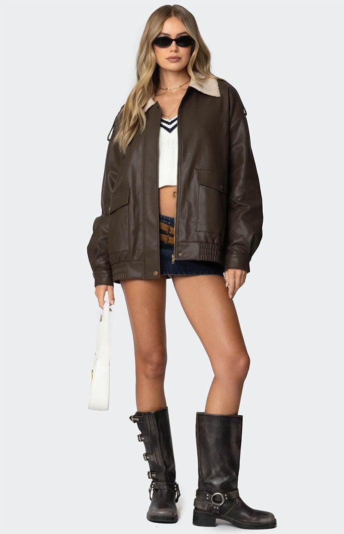 Edikted Women's Ann Oversized Faux Leather Jacket Product Image