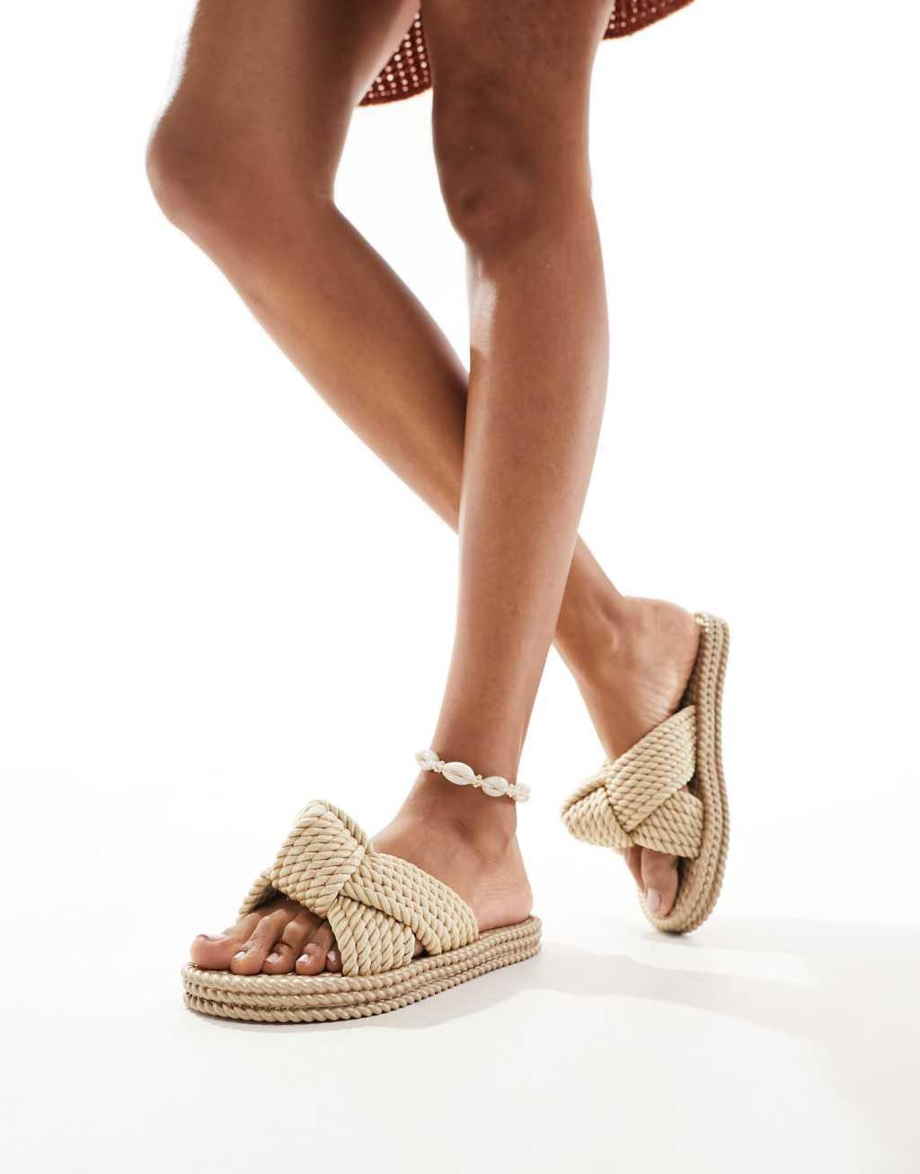 ASOS DESIGN Jasper knot jelly sandals in gold Product Image