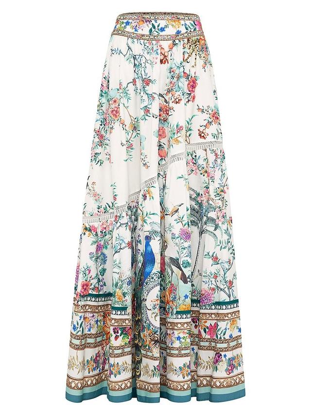 Womens Printed Cotton Maxi Skirt Product Image