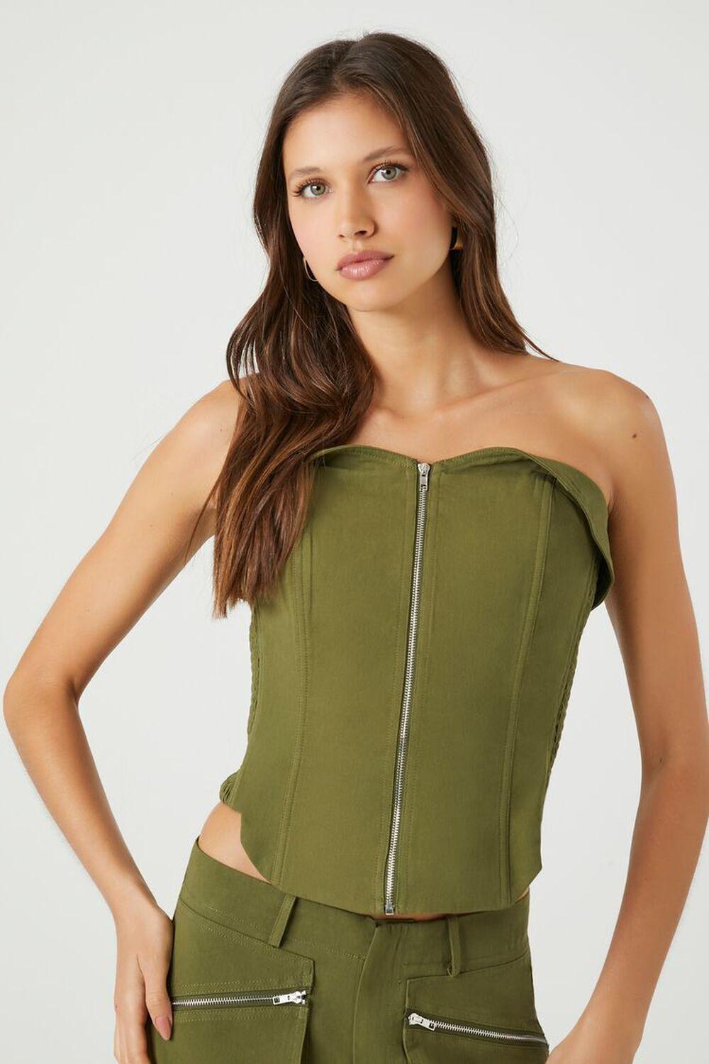 Cropped Zip-Up Tube Top | Forever 21 Product Image