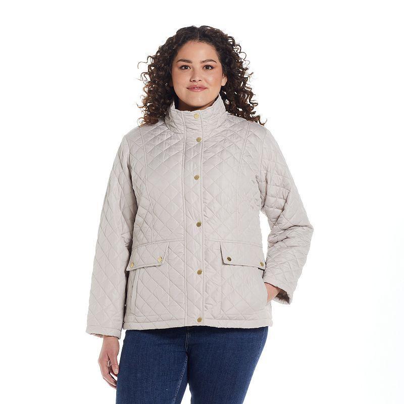 Plus Size Weathercast Modern Quilted Barn Jacket, Womens Lt Beige Product Image