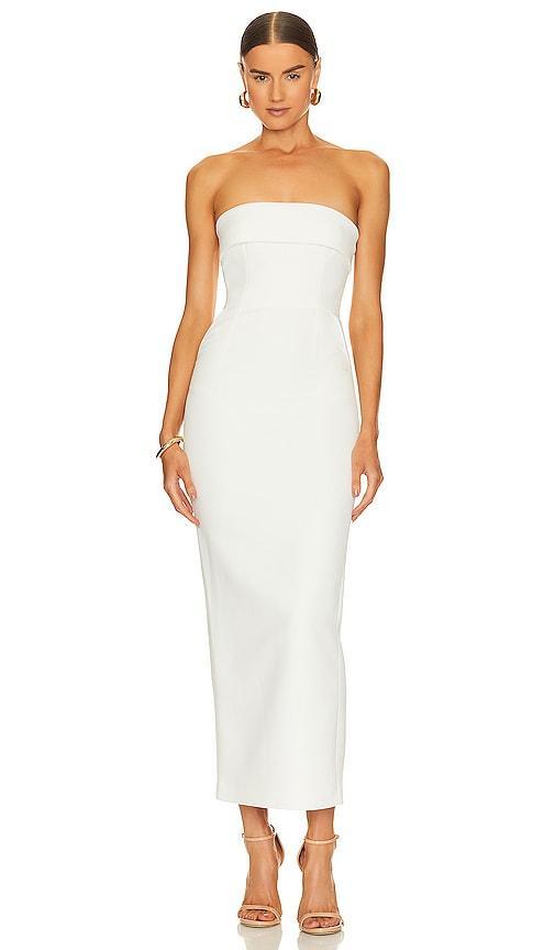 The New Arrivals by Ilkyaz Ozel Rhea Midi Dress in White. - size 38/6 (also in 34/2, 40/8, 42/10) Product Image