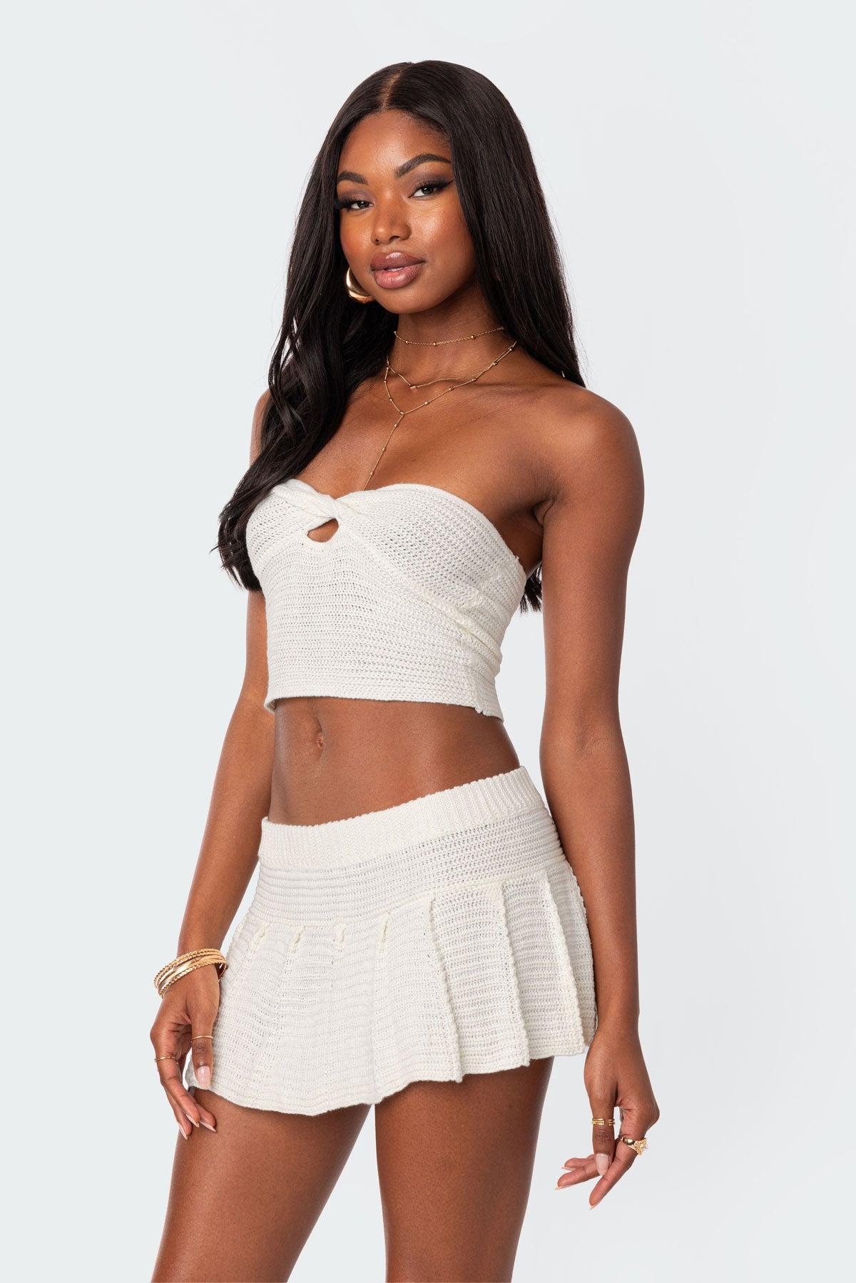 Kiera Twist Front Knit Tube Top Product Image