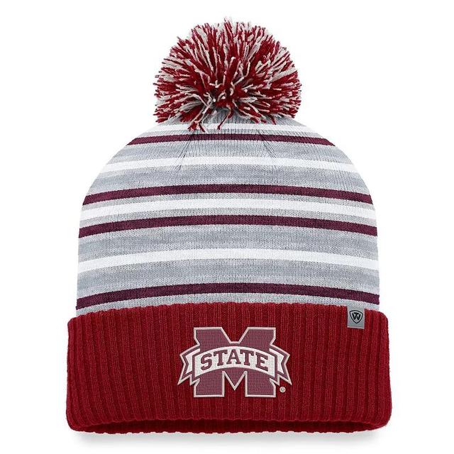 Mens Top of the World Maroon Mississippi State Bulldogs Dash Cuffed Knit Hat with Pom Product Image